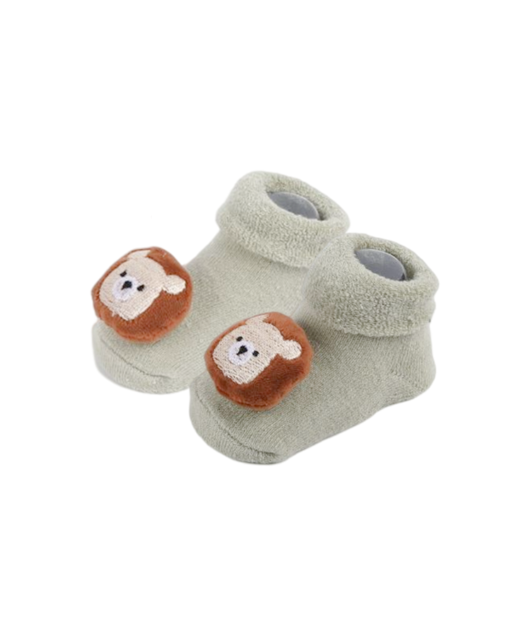 Cotton newborn terry socks with pom-poms