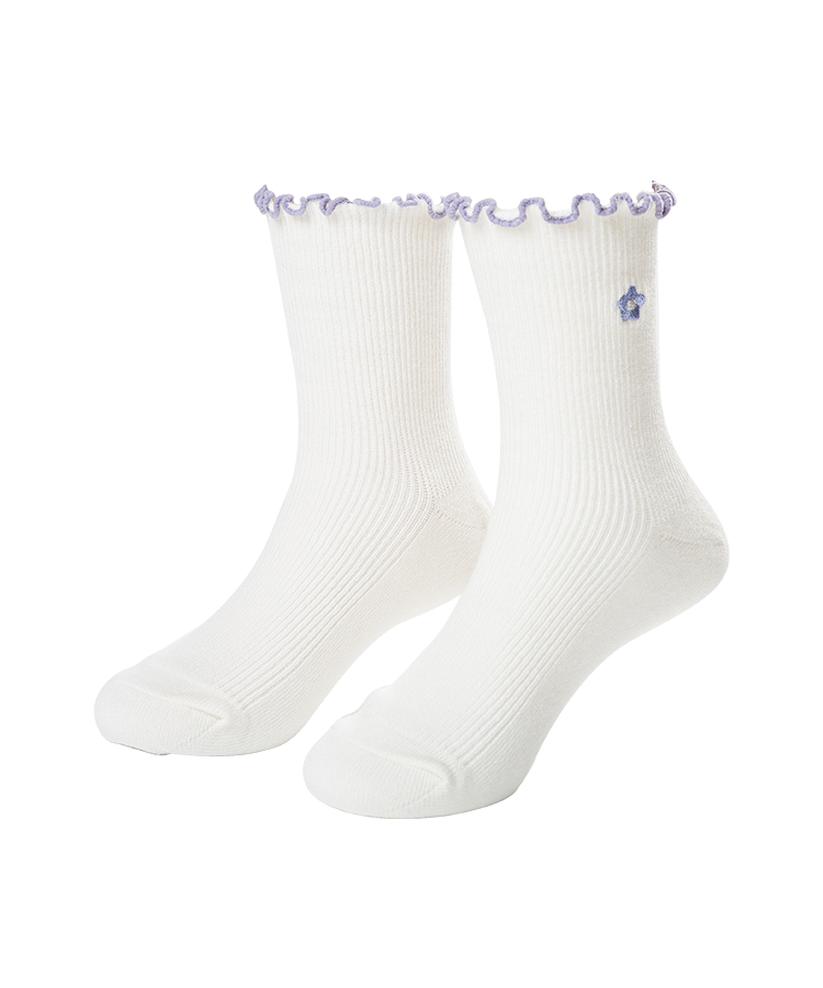 Children's double cylinder cotton socks with fancy top