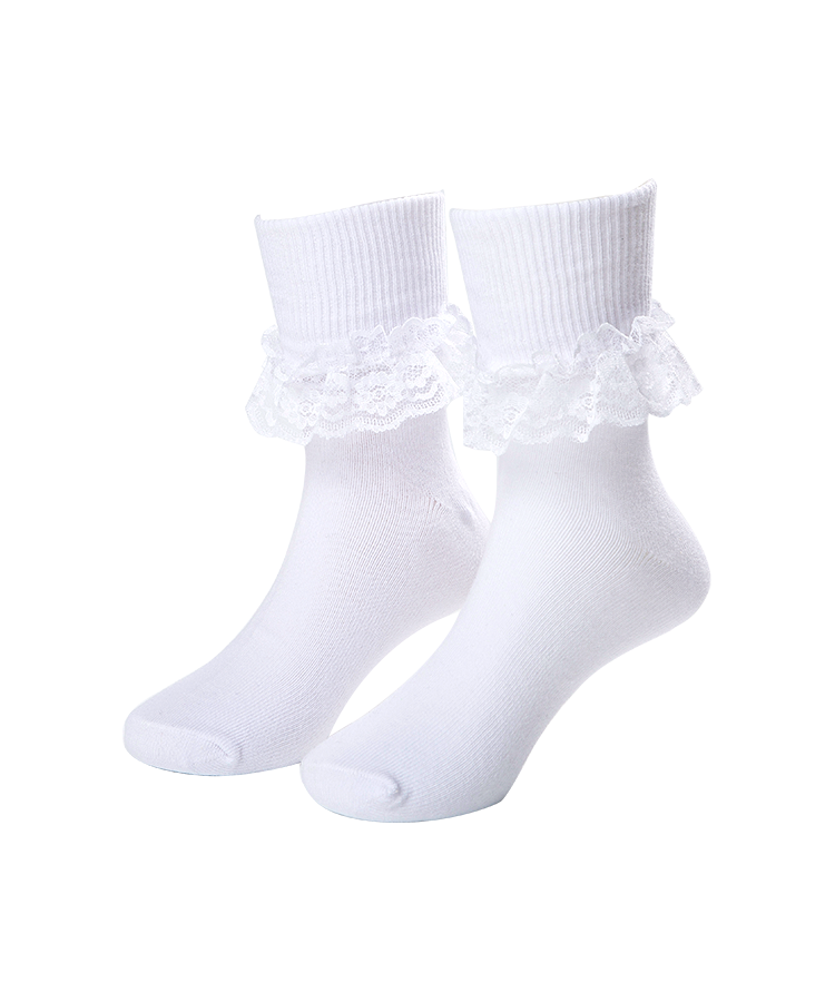 Children's double cylinder cotton socks with fancy top